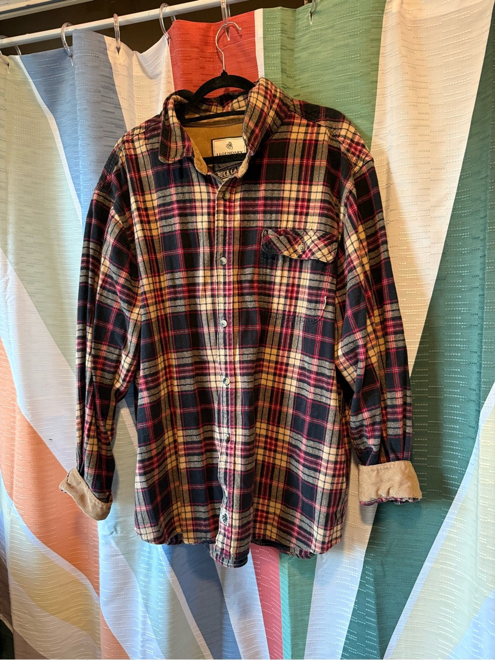 The Original Buck Camp Vintage Oversized Mens Flannel Red and Brown